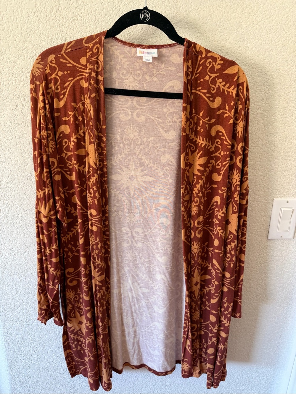 LuLaRoe Rust and Mustard Open-Front Floral Cardigan